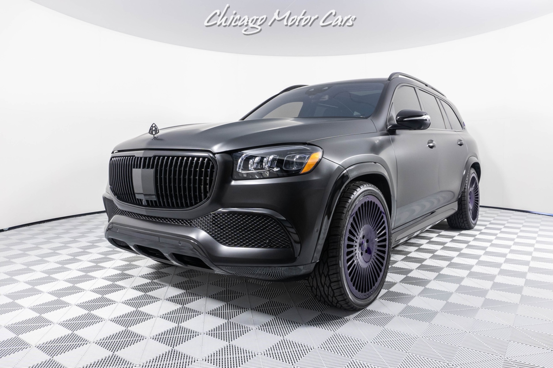 Used-2021-Mercedes-Benz-GLS-Maybach-600-4MATIC-Matte-Black-Wrap-FORGIATO-WHEELS-IN-PURPLE--ONLY-2K-MILES-LOADED