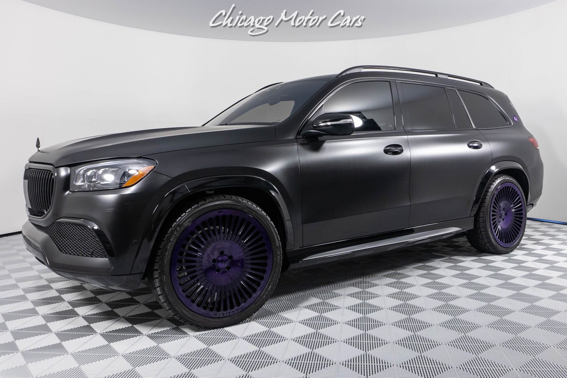 Used-2021-Mercedes-Benz-GLS-Maybach-600-4MATIC-Matte-Black-Wrap-FORGIATO-WHEELS-IN-PURPLE--ONLY-2K-MILES-LOADED