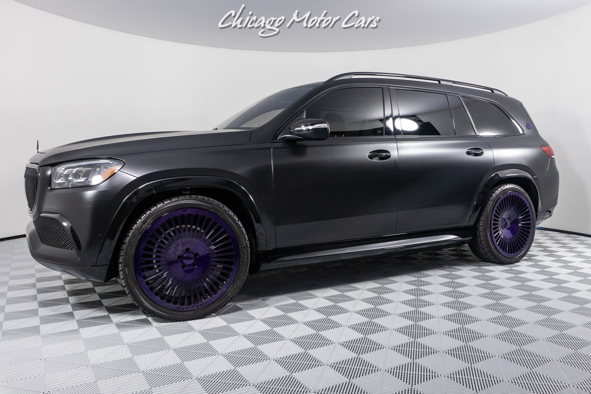 Used-2021-Mercedes-Benz-GLS-Maybach-600-4MATIC-Matte-Black-Wrap-FORGIATO-WHEELS-IN-PURPLE--ONLY-2K-MILES-LOADED