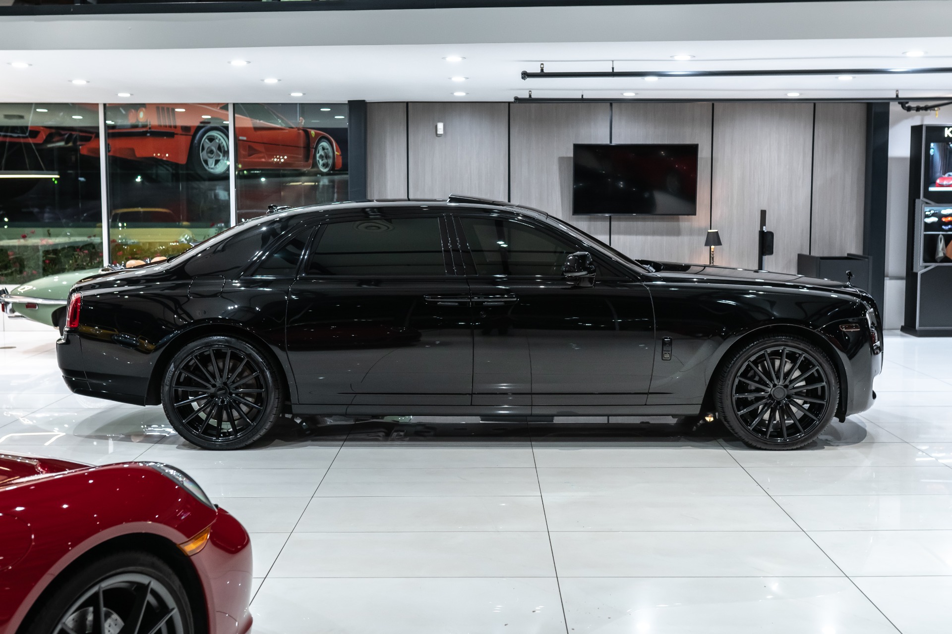 Used-2015-Rolls-Royce-Ghost-Extended-Wheelbase-Diamond-Black-on-Black-Vossen-Wheels-LOADED