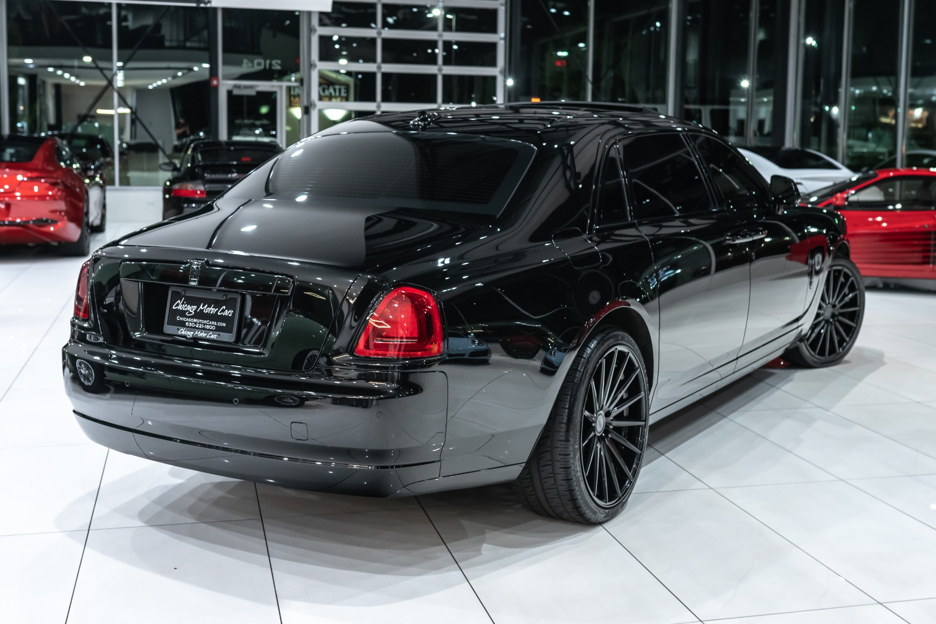 Used-2015-Rolls-Royce-Ghost-Extended-Wheelbase-Diamond-Black-on-Black-Vossen-Wheels-LOADED