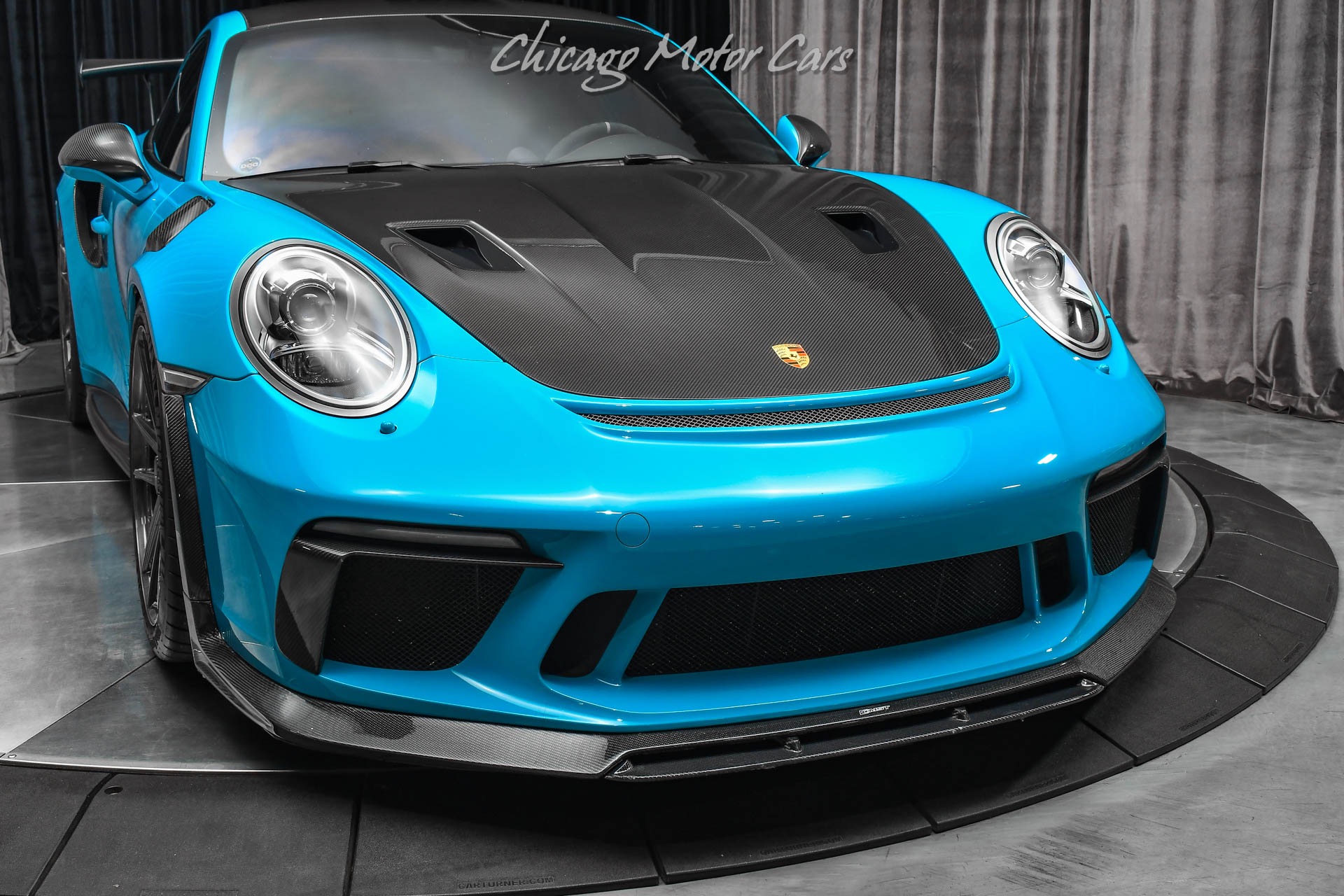 Used-2019-Porsche-911-GT3-RS-Weissach-Coupe-Miami-Blue-Front-Lift-PCCBs-Tons-of-Carbon