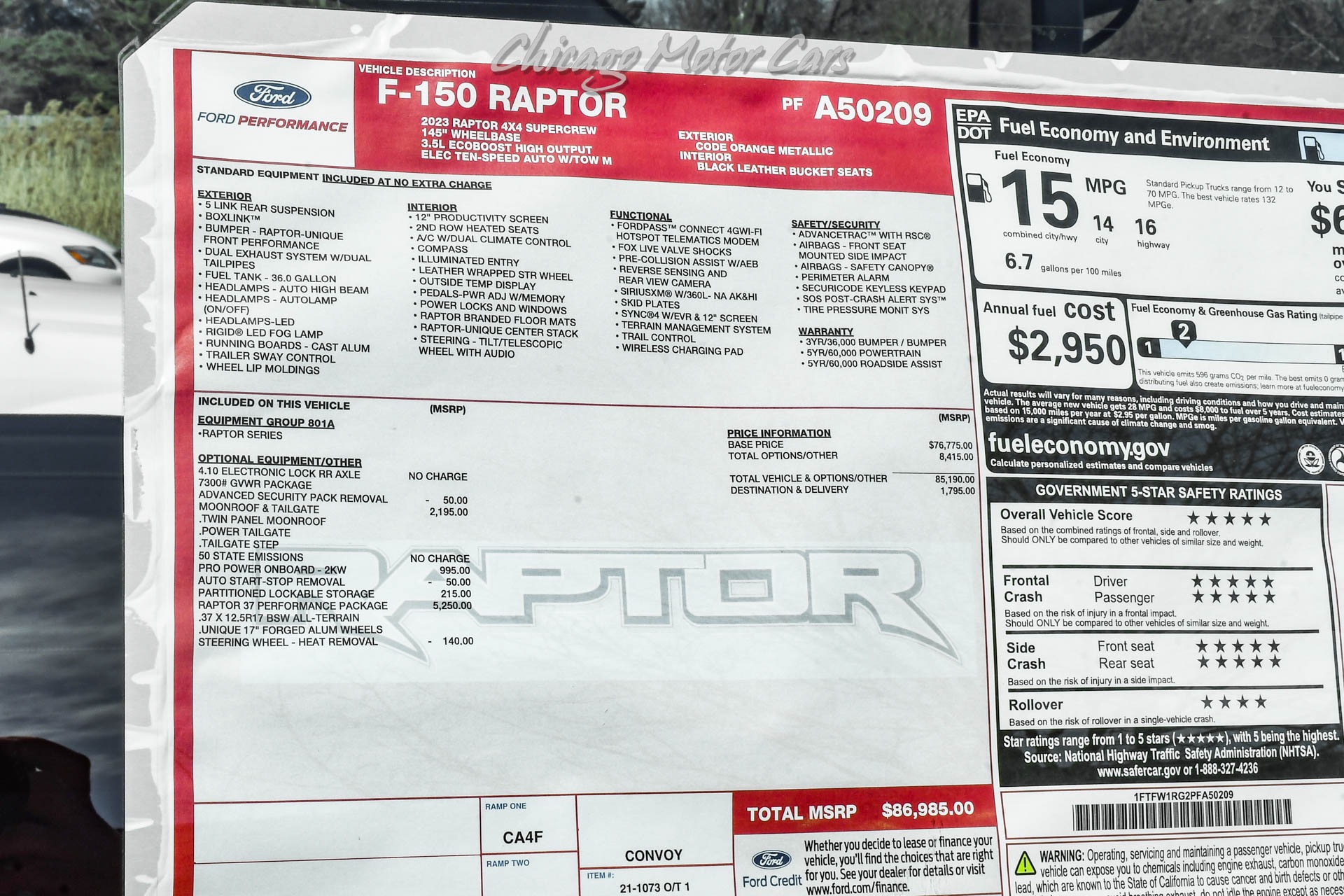 Used-2023-FORD-F-150-Raptor-37-PERFORMANCE-PACK-PANORAMIC-ROOF-CODE-ORANGE