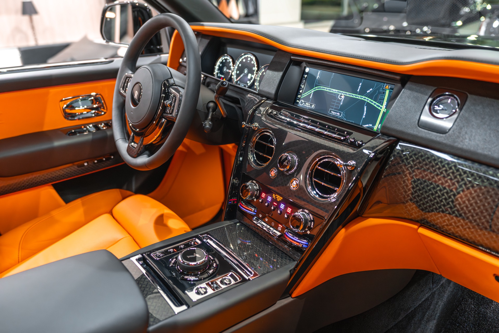 Used-2023-Rolls-Royce-Cullinan-Black-Badge-Original-MSRP-491750-Mandarin-Orange-Interior-Carbon-FIBER