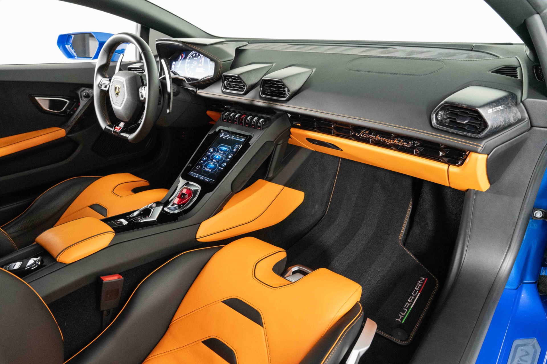 Used-2020-Lamborghini-Huracan-EVO-RWD-Incredible-Spec-Carbon-seats-Blue-over-Orange