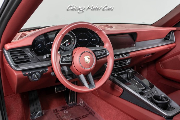 Used-2023-Porsche-911-Targa-4S-Only-789-Miles-Rare-Chalk-Paint-Bordeaux-Red-Interior-Front-end-Lifter