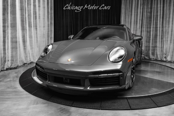 Used 2021 Porsche 911 Turbo S Coupe Highly Desired PTS Grey Black 6k Miles Burmester Front PPF for sale Sold at Chicago Motor Cars in West Chicago IL 60185 2