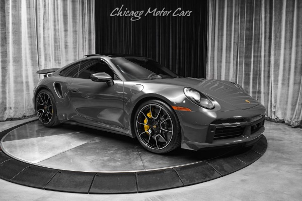 Used 2021 Porsche 911 Turbo S Coupe Highly Desired PTS Grey Black 6k Miles Burmester Front PPF for sale Sold at Chicago Motor Cars in West Chicago IL 60185 6