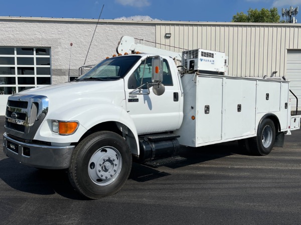 Used 2005 Ford F750 Service Truck Cummins 5.9L Feterl G2-10H Crane and Bed for sale Sold at Chicago Motor Cars in West Chicago IL 60185 1