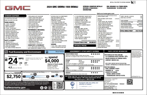 Used 2024 GMC Sierra 1500 Denali Reserve Super Cruise 3.0 Diesel for sale Sold at Chicago Motor Cars in West Chicago IL 60185 1