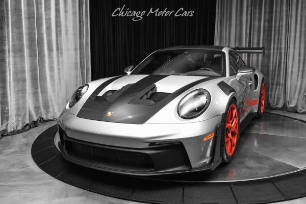 Used 2025 Porsche 911 GT3 RS Weissach Coupe! CCBs! Satin Pyro Red Wheels! 50 Miles! GT Silver! for sale Sold at Chicago Motor Cars in West Chicago IL 60185 2