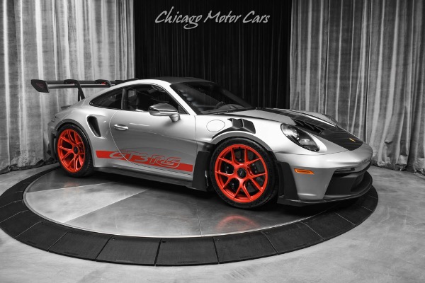 Used 2025 Porsche 911 GT3 RS Weissach Coupe! CCBs! Satin Pyro Red Wheels! 50 Miles! GT Silver! for sale Sold at Chicago Motor Cars in West Chicago IL 60185 6