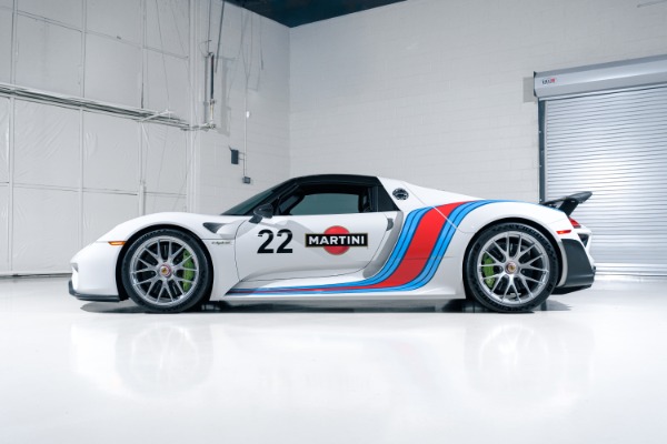 Used 2015 Porsche 918 Spyder Weissach Package Martini Livery Only 1901 Miles FULL PPF Serviced for sale Sold at Chicago Motor Cars in West Chicago IL 60185 6