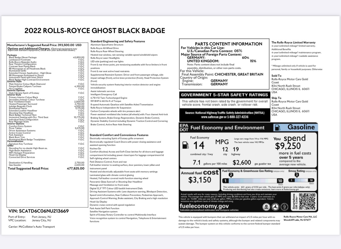 2022 ROLLS-ROYCE GHOST - Image 71