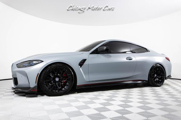 M4 CSL Frozen Brooklyn Gray Metallic with Black Top and Red Stripes Limited 2023 BMW M4 CSL Coupé G82 in Frozen Brooklyn Grey