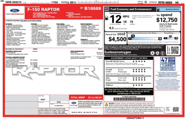 Used 2024 Ford F-150 Raptor for sale Sold at Chicago Motor Cars in West Chicago IL 60185 1