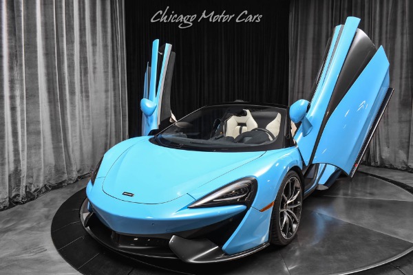 Used 2018 McLaren 570S Spider Convertible RARE Curacao Blue Full PPF Carbon Trim MSRP $245k+ SERVICED for sale Sold at Chicago Motor Cars in West Chicago IL 60185 2