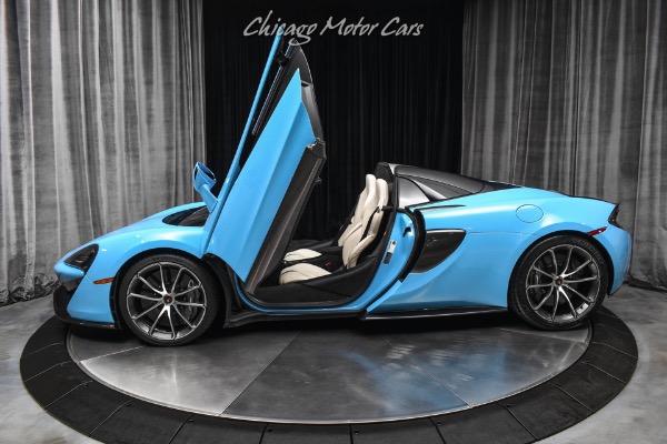 Used 2018 McLaren 570S Spider Convertible RARE Curacao Blue Full PPF Carbon Trim MSRP $245k+ SERVICED for sale Sold at Chicago Motor Cars in West Chicago IL 60185 1