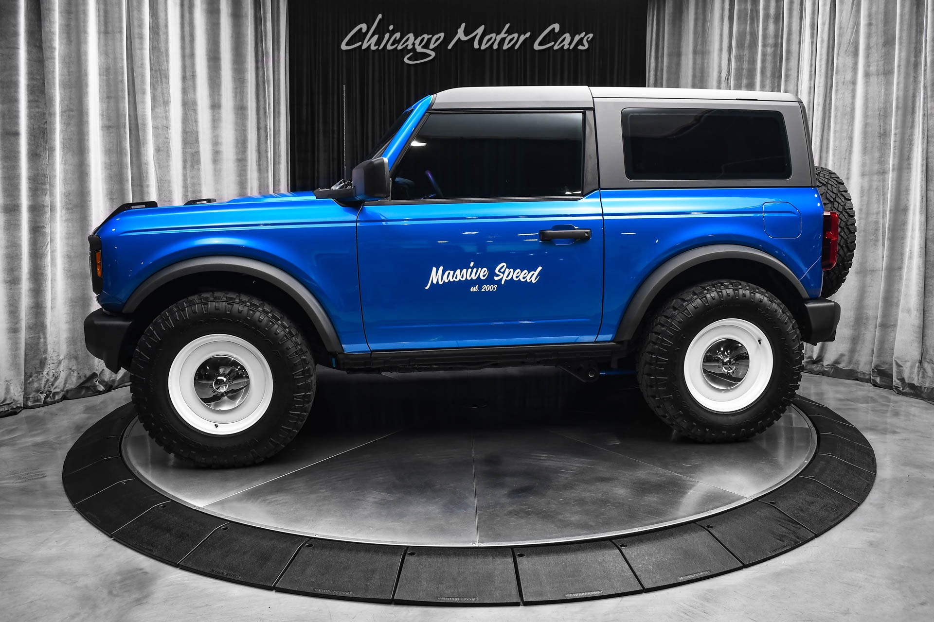 Used 2021 Ford Bronco Velocity Blue! 7 Speed Manual! Hard Top! White Wheels  with Dog Bowl Covers! For Sale (Sold) | Chicago Motor Cars Stock #21501C, image size:1920x1280