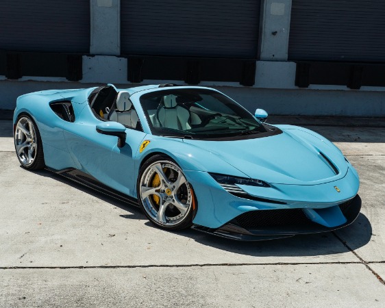 Used 2025 Ferrari SF90 Spider Azzurro La Plata Paint ANRKY Wheels $60k+ Novitec Carbon Fiber Full PPF for sale Sold at Chicago Motor Cars in West Chicago IL 60185 2