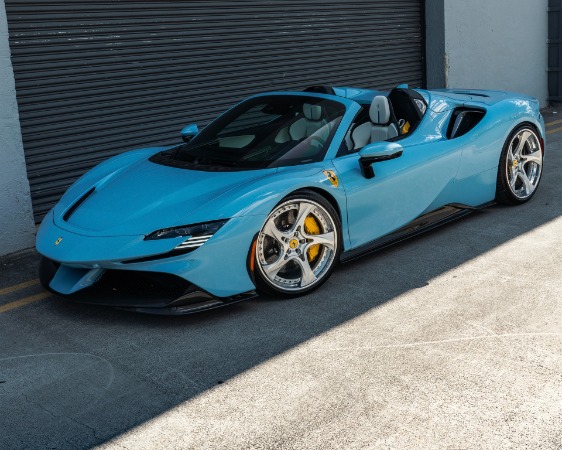 Used 2025 Ferrari SF90 Spider Azzurro La Plata Paint ANRKY Wheels $60k+ Novitec Carbon Fiber Full PPF for sale Sold at Chicago Motor Cars in West Chicago IL 60185 1