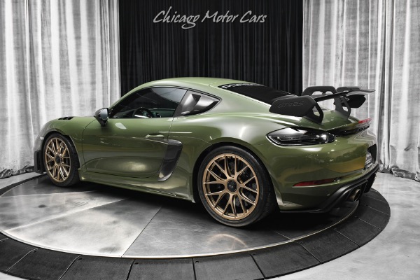 Used 2023 Porsche 718 Cayman GT4RS Sonderwunsch PTS Nato Olive Weissach Magnesium Wheels MSRP $231k+ for sale Sold at Chicago Motor Cars in West Chicago IL 60185 3