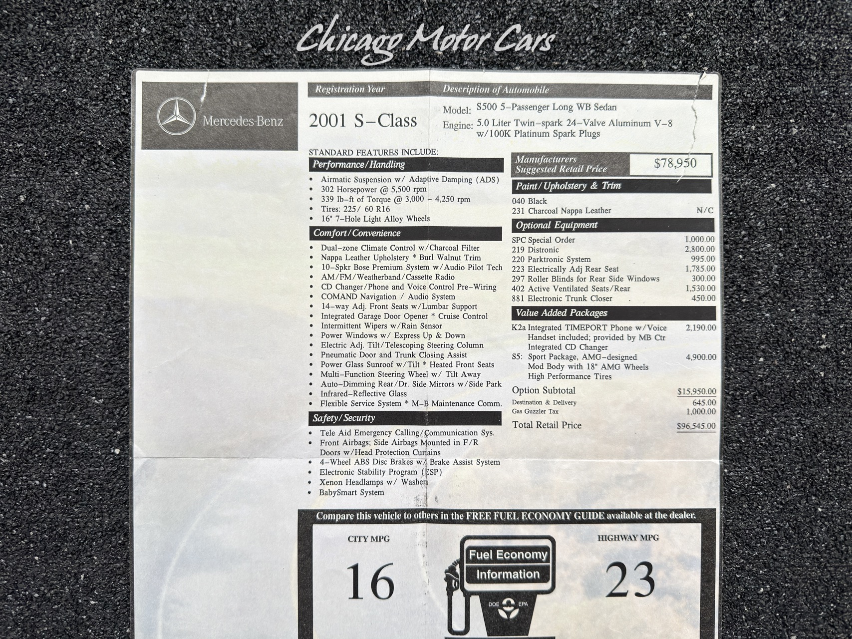 2001 MERCEDES-BENZ S-CLASS - Image 73