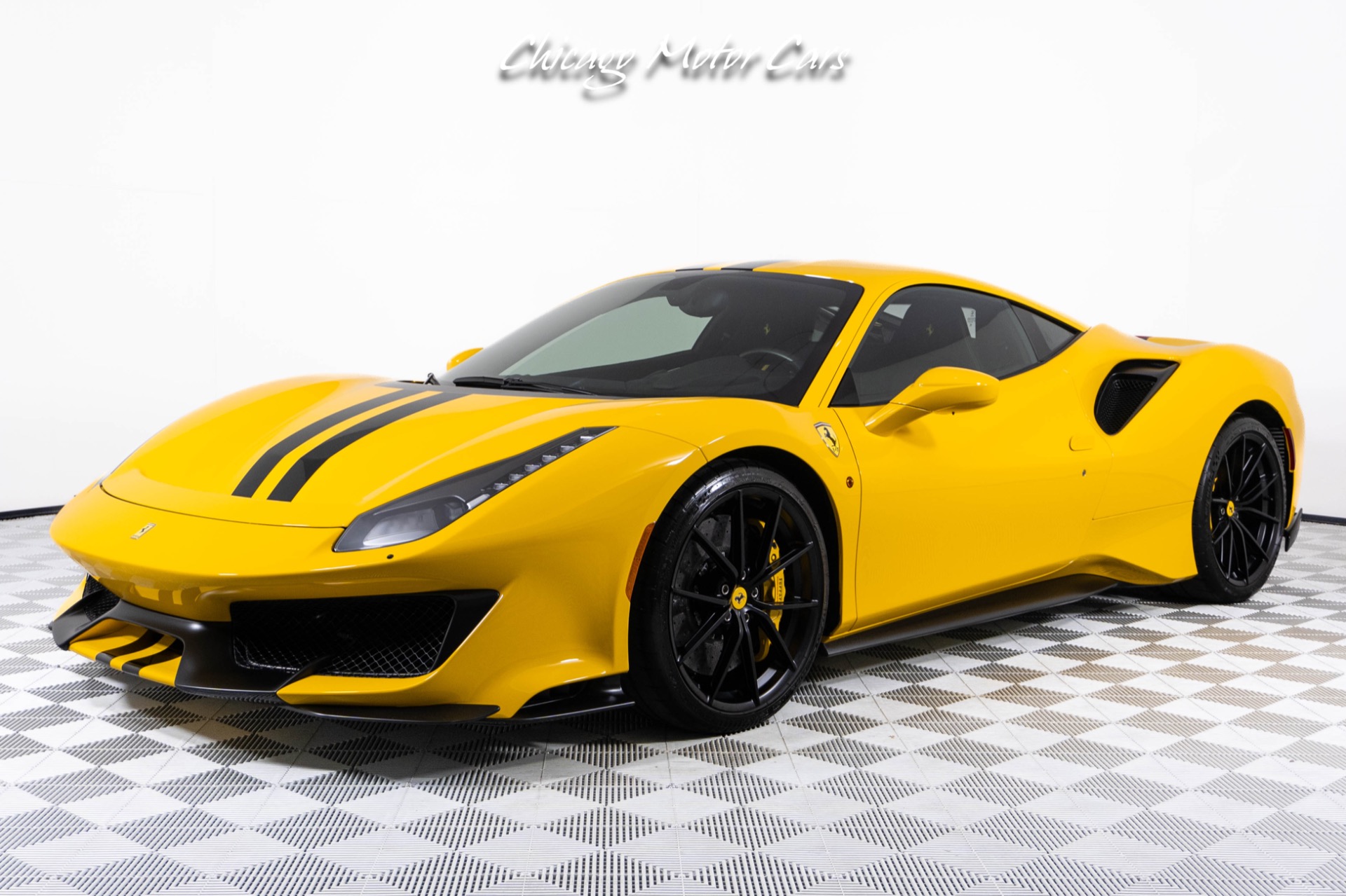 Used 2019 Ferrari 488 Pista Giallo Modena Black Stripe Only 3k Miles Full PPF Racing Seats Front Lift for sale Sold at Chicago Motor Cars in West Chicago IL 60185 1