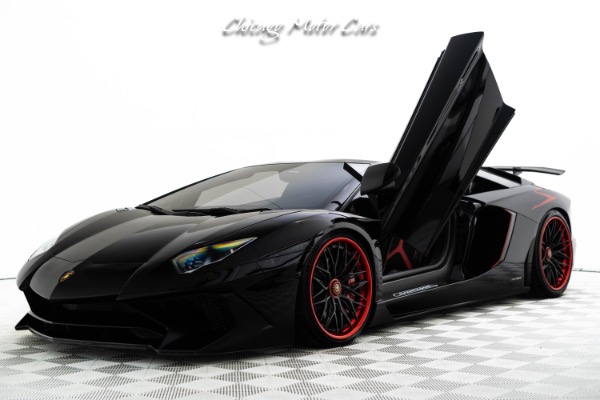 Used 2017 Lamborghini Aventador SV Roadster LP 750-4 HOT Black on Black Spec Full PPF Front Lifter Rosso Accents Loaded for sale Sold at Chicago Motor Cars in West Chicago IL 60185 2