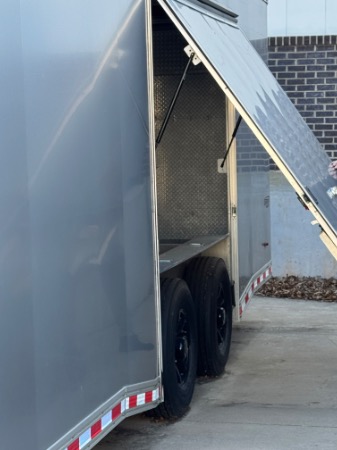 Used 2016 Bravo 24 Foot Car Hauler Trailer Aluminum 12k GVWR Tandem Axle Floor Tracks Side Opening Easy Access for sale Sold at Chicago Motor Cars in West Chicago IL 60185 4