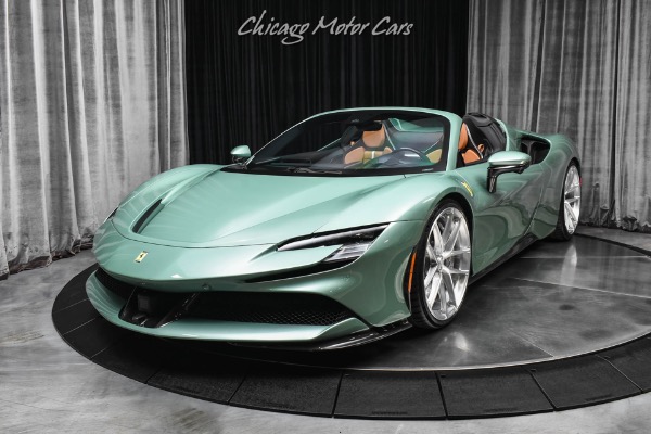 Used 2025 Ferrari SF90 Spider Verde Francesca 949 Miles Daytona Racing Seats Axle Lifter Carbon Fiber PPF for sale Sold at Chicago Motor Cars in West Chicago IL 60185 2