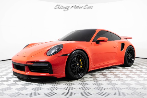 Used 2022 Porsche 911 Turbo S Rare Lava Orange HRE Wheels Carbon Ceramic Brakes Custom Exhaust Loaded for sale Sold at Chicago Motor Cars in West Chicago IL 60185 2