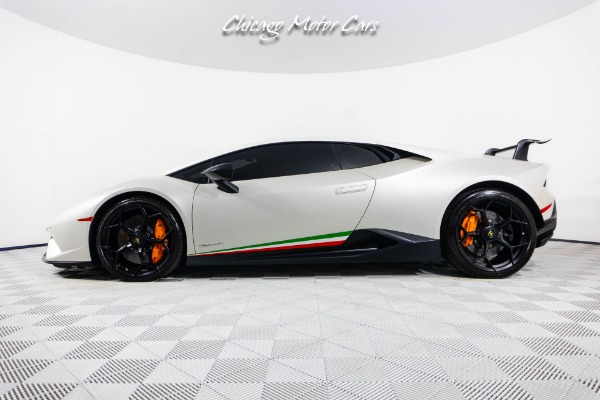 Used 2018 Lamborghini Huracan Performante LP640-4 Ad Personam Bianco Canopus Full PPF Carbon Ceramics Arancio Interior Accent for sale $368,800 at Chicago Motor Cars in West Chicago IL 60185 3