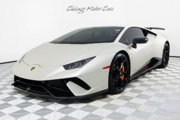 Used 2018 Lamborghini Huracan Performante LP640-4 Ad Personam Bianco Canopus Full PPF Carbon Ceramics Arancio Interior Accent for sale $368,800 at Chicago Motor Cars in West Chicago IL 60185 6