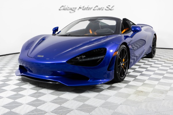 Used 2026 McLaren 750S Spider Only 2K Miles Full Body PPF Tanzanite Blue Finish Front Axle Lift for sale Sold at Chicago Motor Cars in West Chicago IL 60185 4