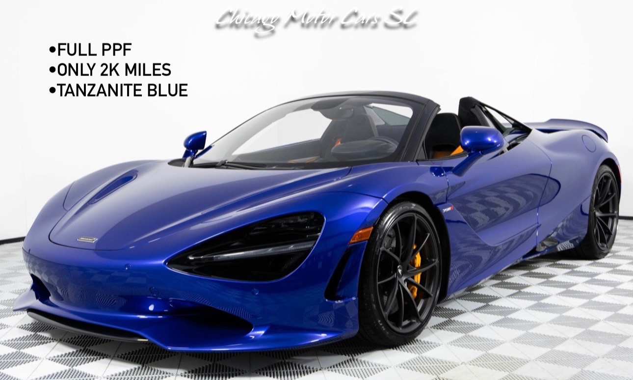 Used 2026 McLaren 750S Spider Only 2K Miles Full Body PPF Tanzanite Blue Finish Front Axle Lift for sale Sold at Chicago Motor Cars in West Chicago IL 60185 1