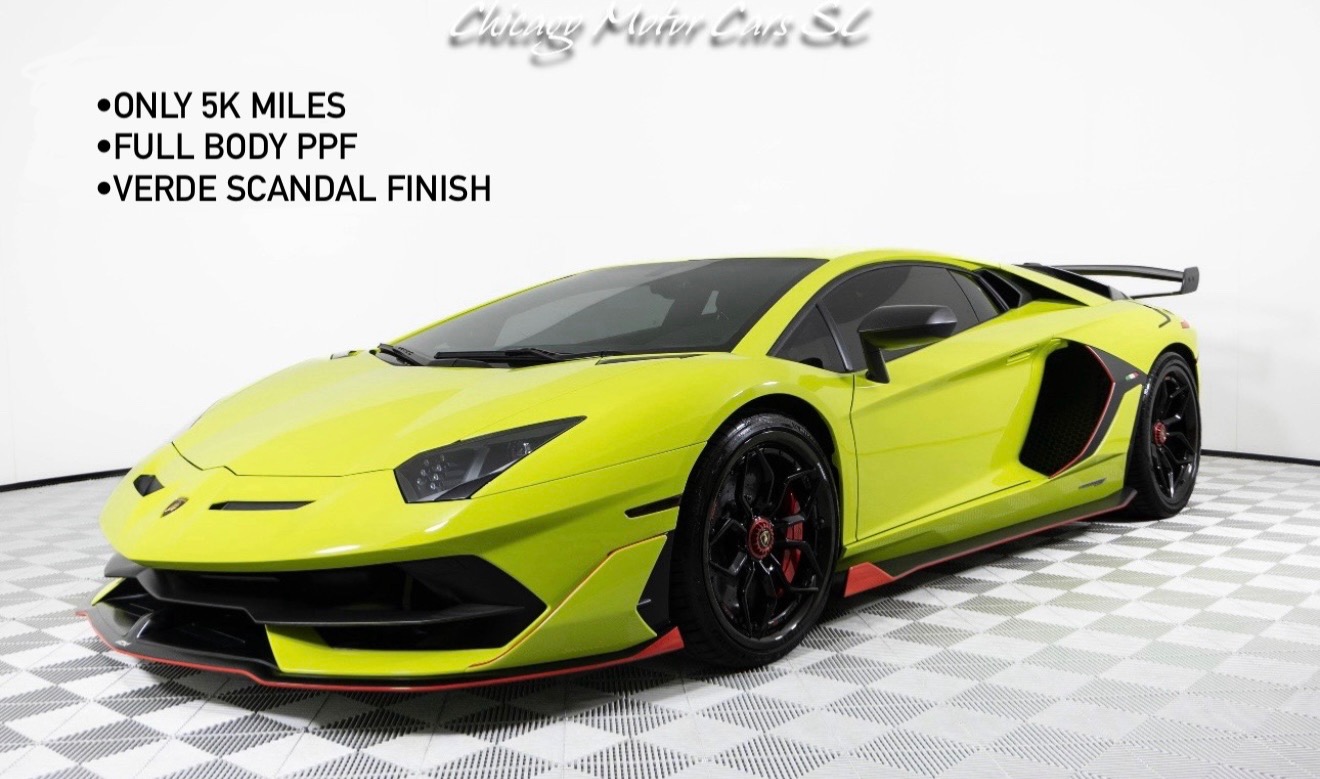 Used 2019 Lamborghini Aventador LP770-4 SVJ Coupe 5k Miles Full PPF Carbon Barrel Wheels Verde Scandal Front Lifter for sale $1,049,800 at Chicago Motor Cars in West Chicago IL 60185 1
