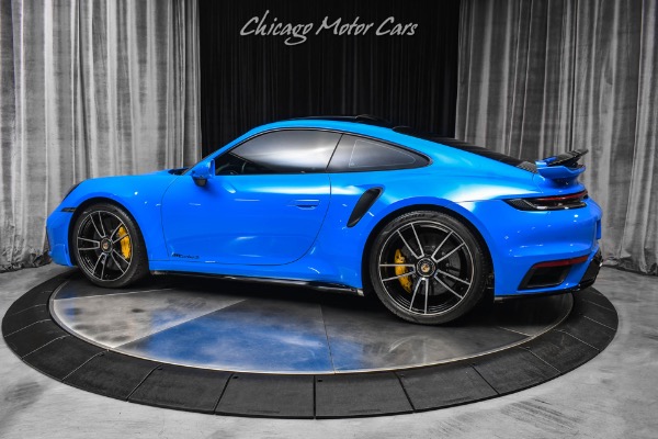 Used 2022 Porsche 911 Turbo S Coupe Only 2K Miles Shark Blue Carbon Bucket Seats Axle Lifter for sale Sold at Chicago Motor Cars in West Chicago IL 60185 3