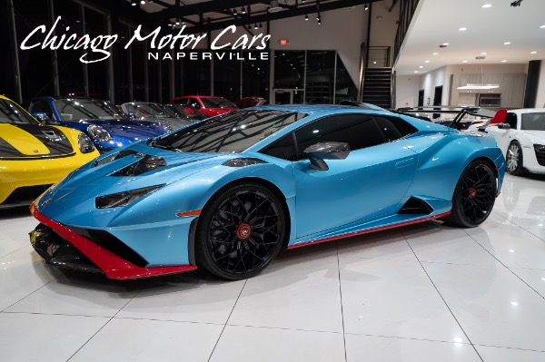 Used 2023 Lamborghini Huracan STO Rare Blu Aegir Factory Akrapovic Full Exterior and Interior Carbon for sale Sold at Chicago Motor Cars in West Chicago IL 60185 1