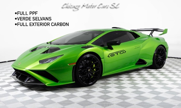 Used 2023 Lamborghini Huracan STO Verde Selvans Full PPF Full Exterior Carbon Pack Sport Seats Front Lift for sale Sold at Chicago Motor Cars in West Chicago IL 60185 1