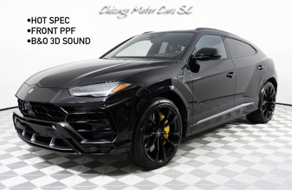 Used 2021 Lamborghini Urus Front PPF Black on Black/Yellow Advanced B&O 3D Sound Taigete 23in Wheels for sale $199,800 at Chicago Motor Cars in West Chicago IL