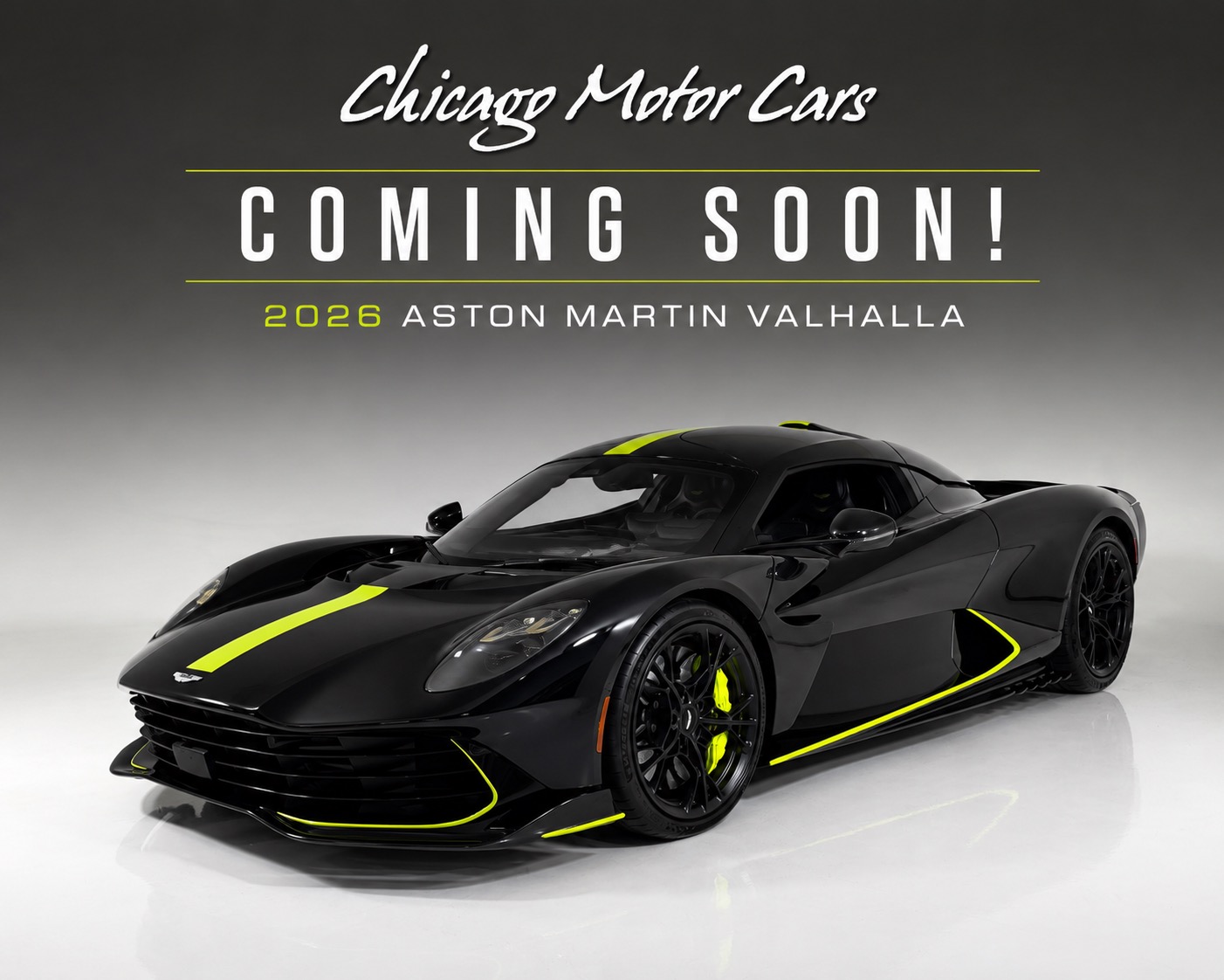 Used 2026 Aston Martin Valhalla Coupe Only 700 Miles Carbon Fiber Full PPF AMR Lime Livery Jet Black LOADED for sale Call for price at Chicago Motor Cars in West Chicago IL 60185 1