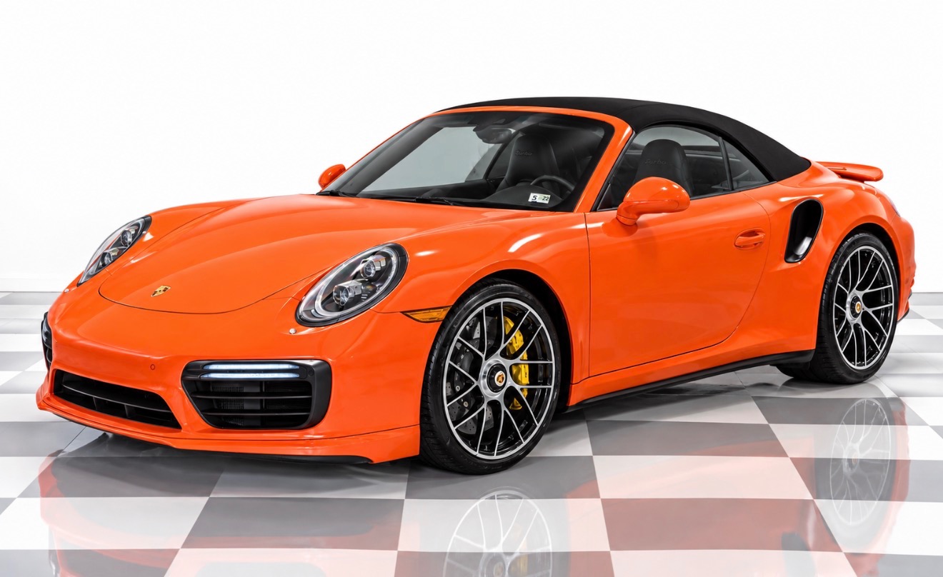 Used 2018 Porsche 911 Turbo S Cabriolet Convertible Rare Lava Orange Only 20K Miles Front Lift PCCBs Serviced for sale $189,800 at Chicago Motor Cars in West Chicago IL