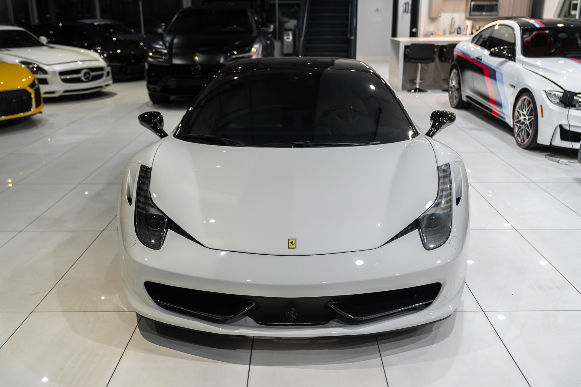 Used-2011-Ferrari-458-Italia-WHITE-DIAMOND-STITCHING-NOVITEC-EXHAUST-HRE-CUSTOM-AUDIO-RARE-SPEC