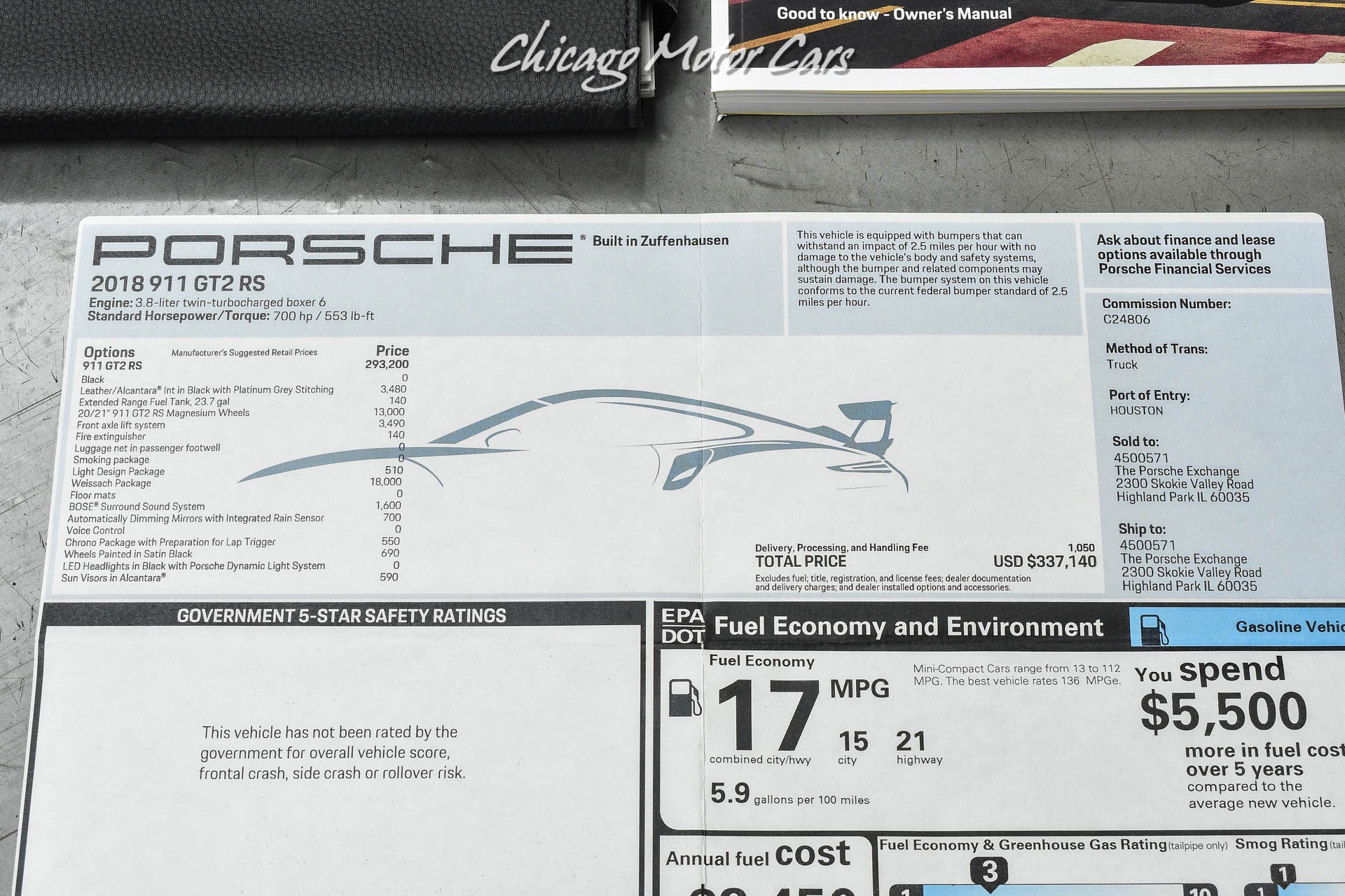 Used 2018 Porsche 911 GT2 RS Weissach Package Only 955 Miles 