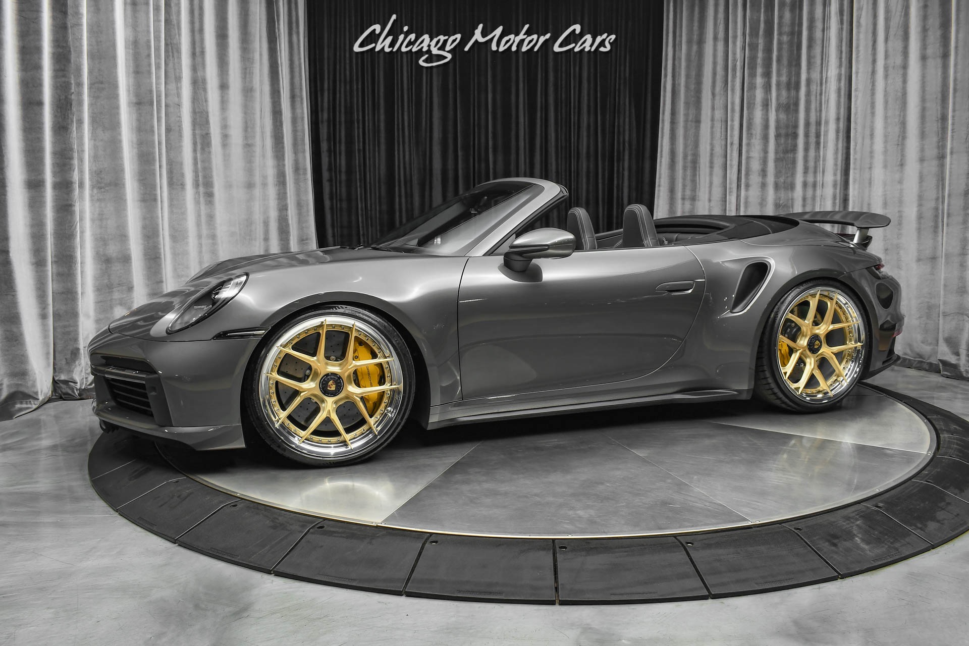 Used 2021 Porsche 911 Turbo S Cabriolet HRE 21/22 Gold Wheels! SPORT Exhaust! 1500 Miles! LOADED for sale Sold at Chicago Motor Cars in West Chicago IL 60185 1
