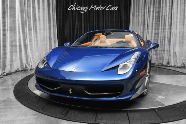 Used-2014-Ferrari-458-Spider-Convertible-Rare-Blu-Tour-De-France-Metallic-Incredible-Spec-ONLY-6k-Miles