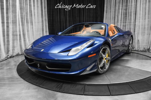 Used-2014-Ferrari-458-Spider-Convertible-Rare-Blu-Tour-De-France-Metallic-Incredible-Spec-ONLY-6k-Miles