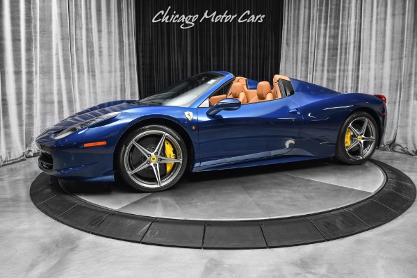 Used 2014 Ferrari 458 Spider Convertible Rare Blu Tour De France Metallic Incredible Spec ONLY 6k Miles! for sale Sold at Chicago Motor Cars in West Chicago IL 60185 1