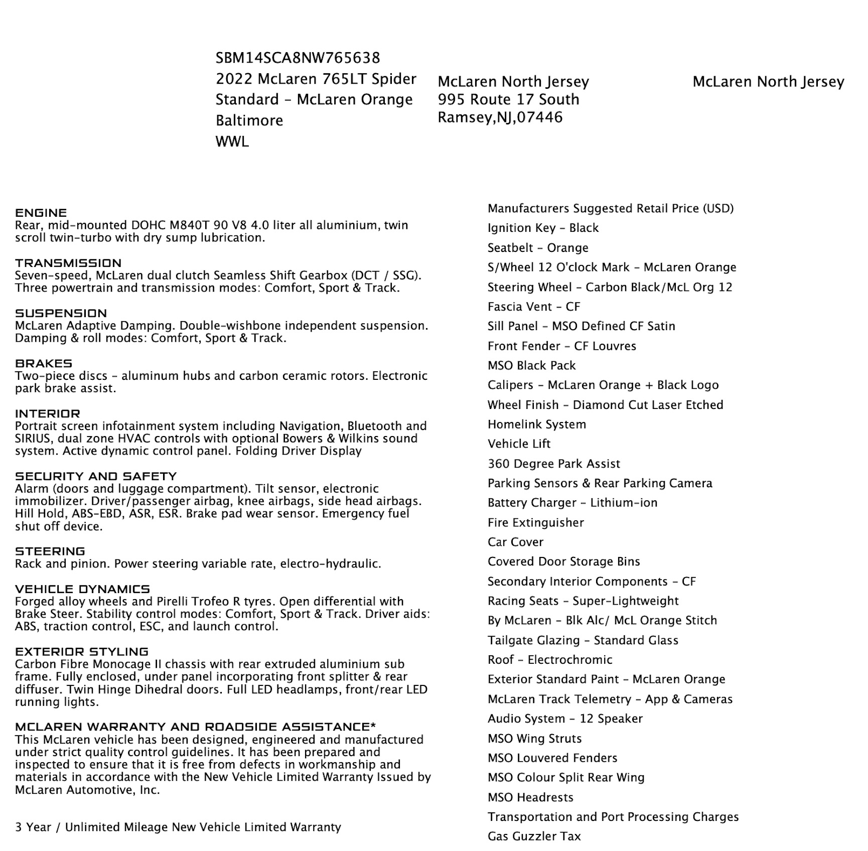 2022 MCLAREN 765LT - Image 74